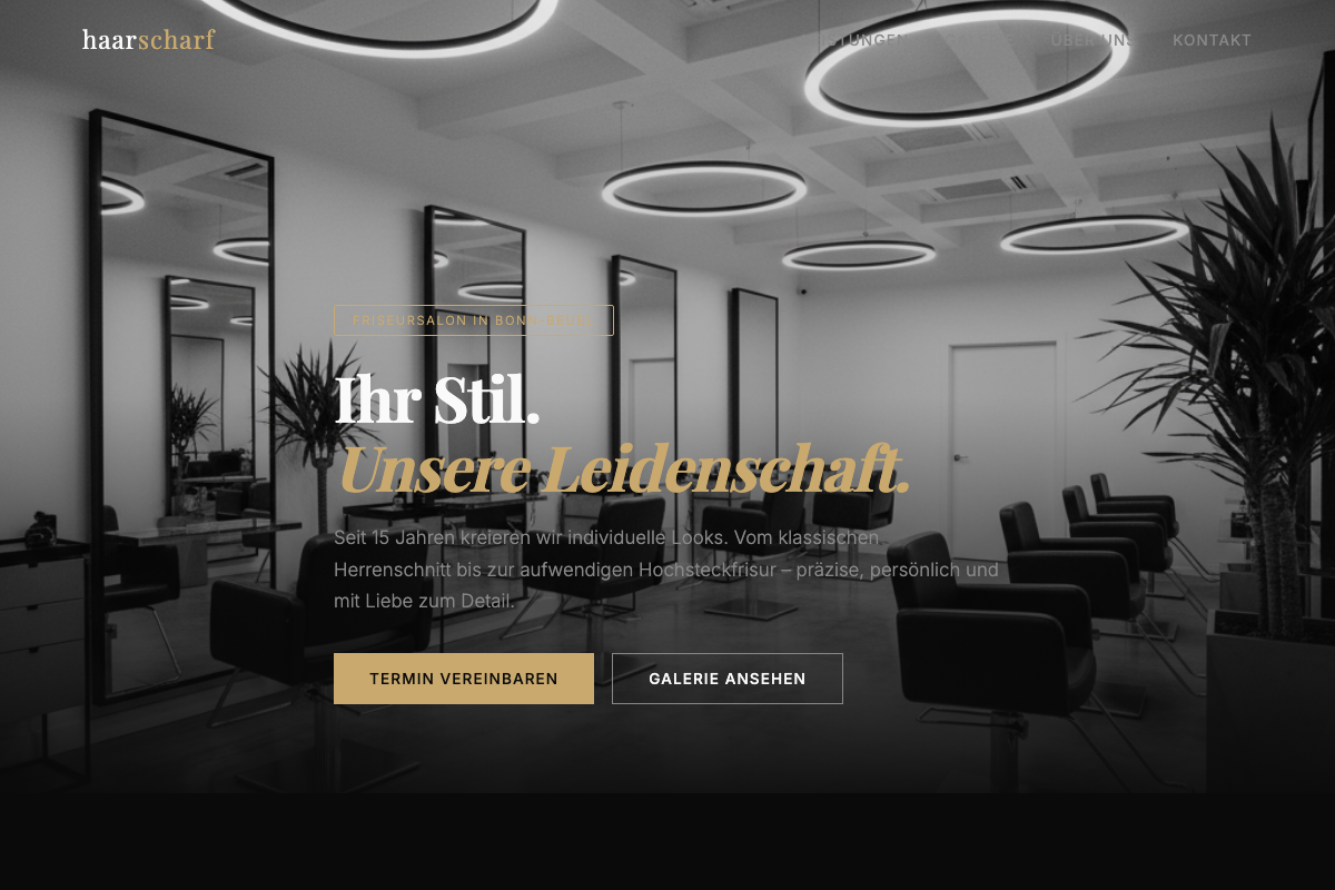 Haarscharf Friseure – Onepager